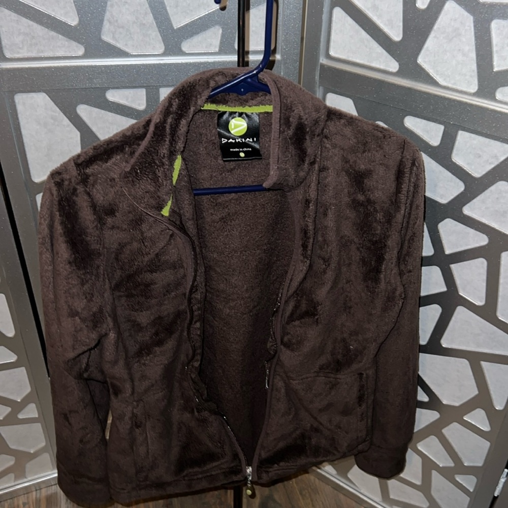 Dakini Y2K Fuzzy Bomber Jacket Size S| Color: Black/Brown | Size: S